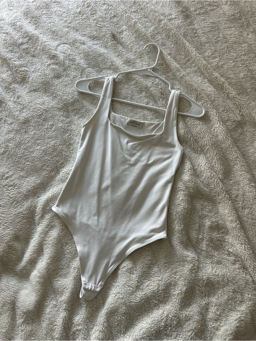 Babaton White Contour Square Neckline Bodysuit